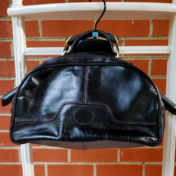 BNWT DE CASTA Colombiano made black leather satchel / shoulder in classic black - Picture 1 of 10